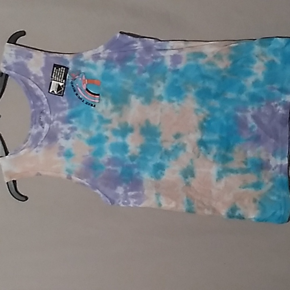 Dikotomy Men's Size Small Tank blue, purple, Peach FREE YOUR MIND mushroom